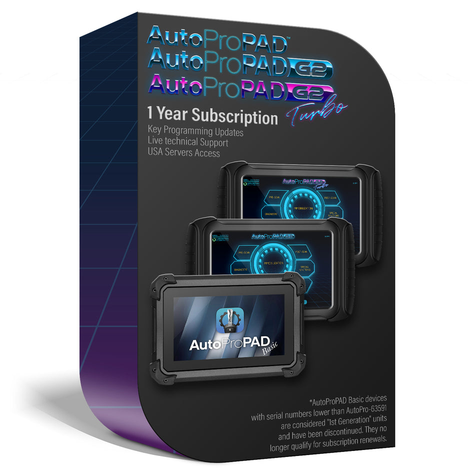 XTOOL USA - XT-G2 - 1YR - AutoProPAD G2, G2 Turbo, and BASIC (Version 2) Annual Subscription [1-Year Updates, Server Access, and Tech Support]