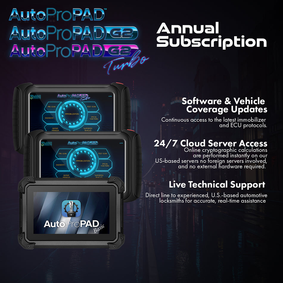 XTOOL USA - XT-G2 - 1YR - AutoProPAD G2, G2 Turbo, and BASIC (Version 2) Annual Subscription [1-Year Updates, Server Access, and Tech Support]