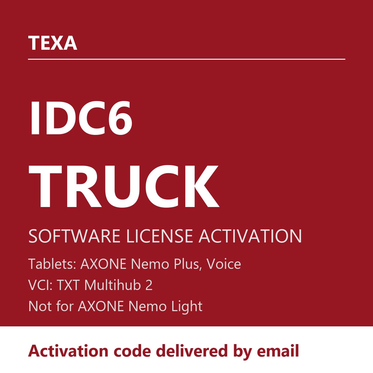 TEXA IDC6 TRUCK PREMIUM Software License - Activation for AXONE Nemo Plus / Voice