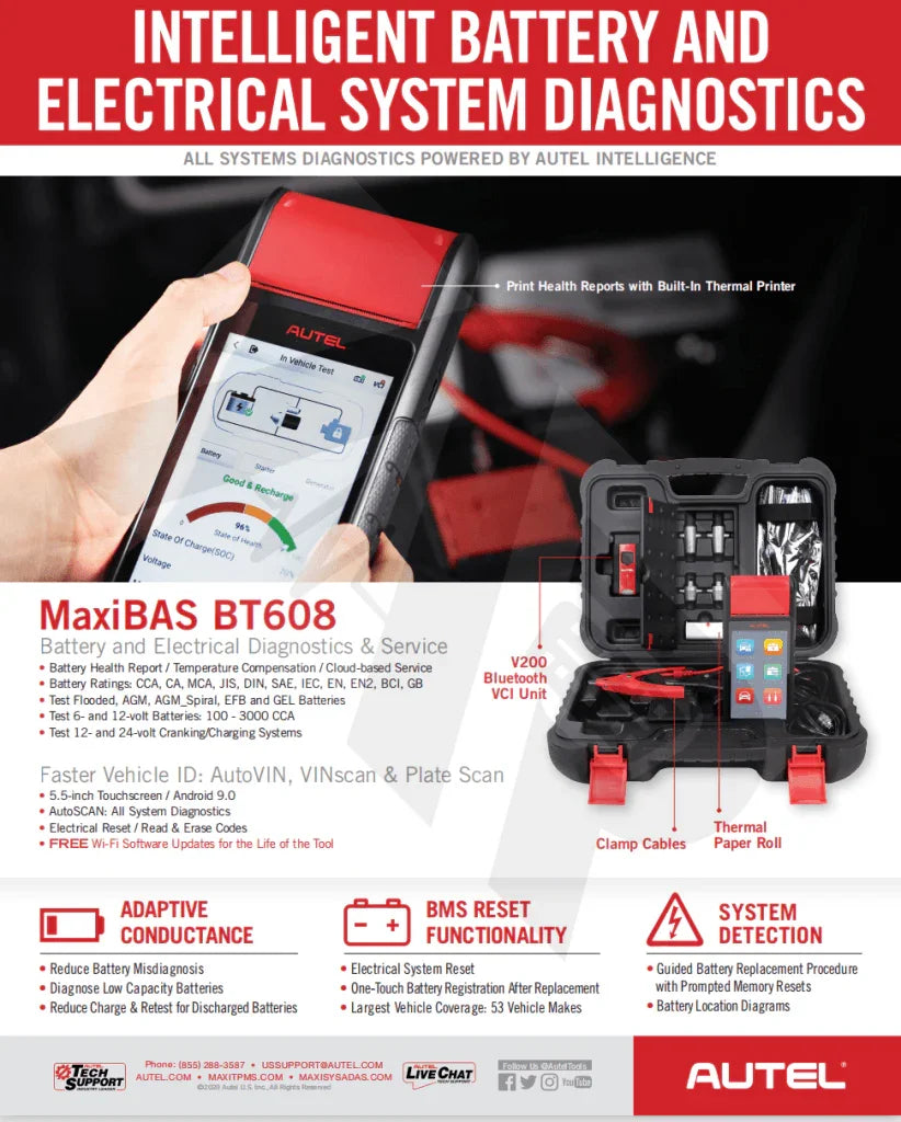 Autel Maxibas Bt608 Battery Tester Scan Tools