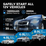 Topdon 2000A Peak Battery Jump Starter For Up To 8L Gas/6L Diesel Engines Vehicle Starters